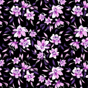 Albion Painted Floral - Black Pink Small