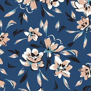 Albion Painted Floral - Navy Large