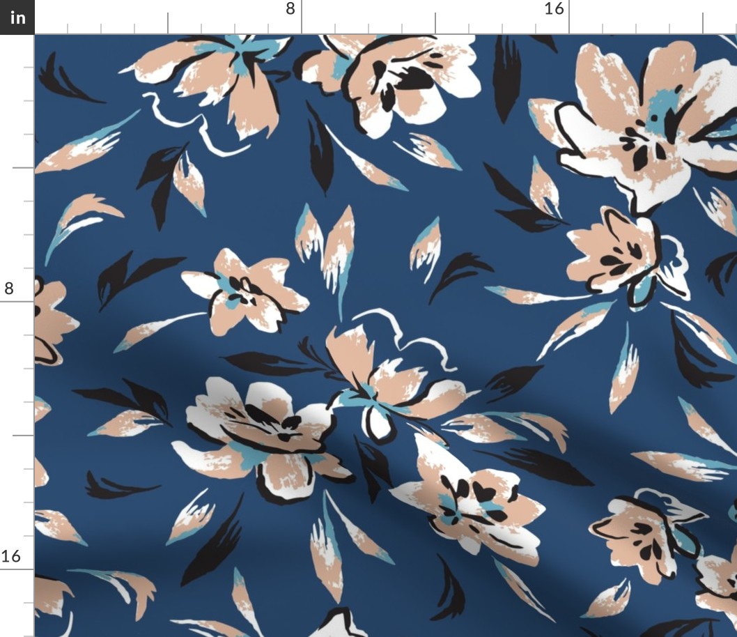 Albion Painted Floral - Navy Large