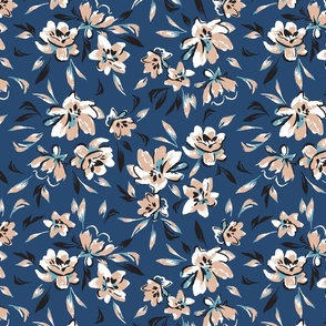 Albion Painted Floral - Navy Small