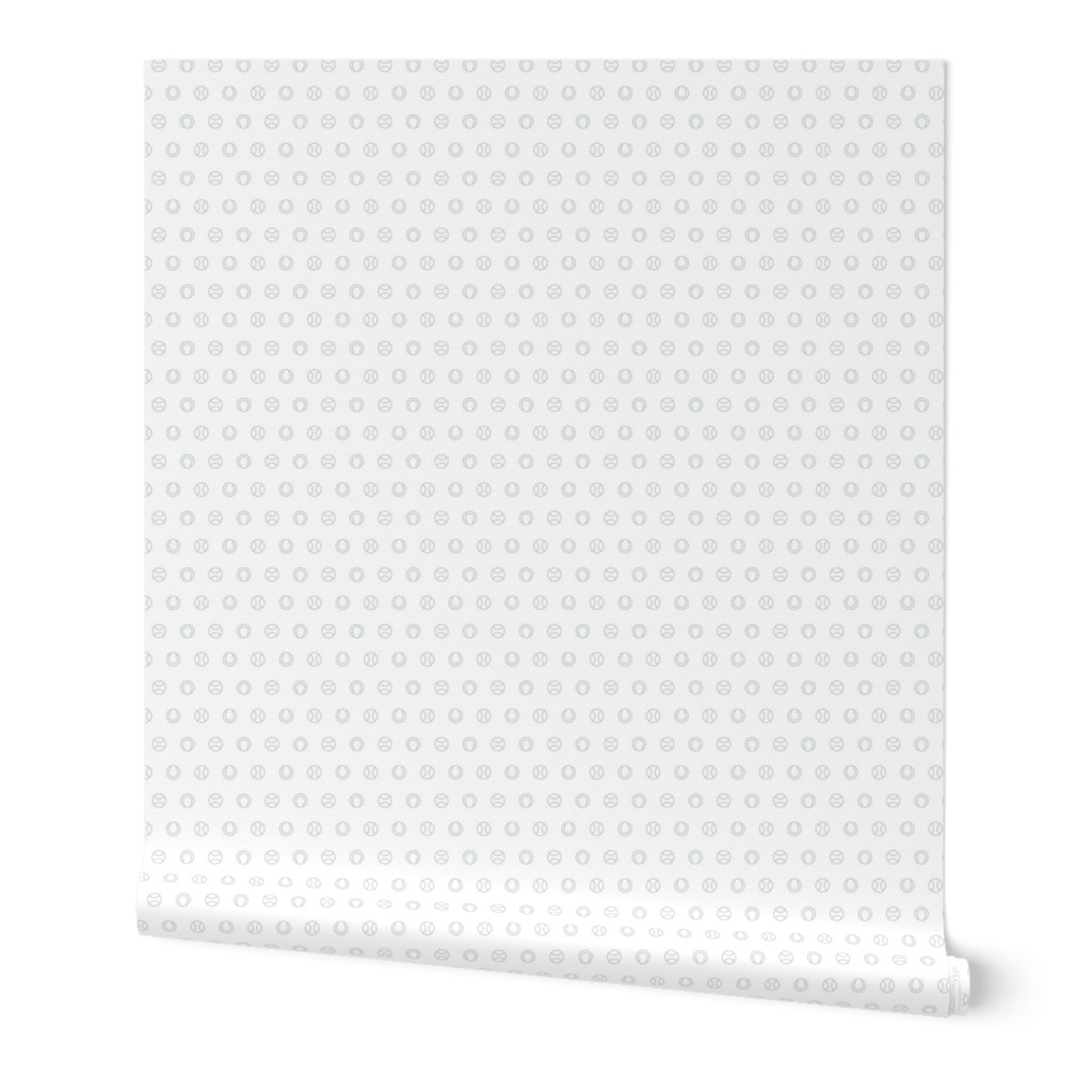 Gray outlined baseball dots on a white background - large scale