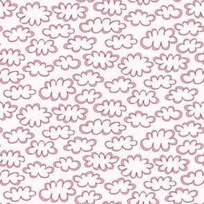 037 - Small mini scale puffy doddle lose clouds for nursery wallpaper and bed linen, baby accessories, cloth diapers, cute dresses, nursery curtains and pillows - monochromatic pink blush 
