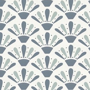 Geometric light and dusty blue fan pattern for wallpaper