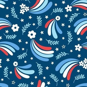 Patriotic Galaxy Floral in Red, White and Blue (Large Scale)