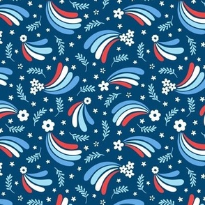 Patriotic Galaxy Floral in Red, White and Blue (Small Scale)