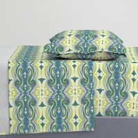 Greek Sea Stucco Swirls in Celery, Teal, Lavender