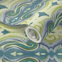 Greek Sea Stucco Swirls in Celery, Teal, Lavender