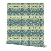 Greek Sea Stucco Swirls in Celery, Teal, Lavender