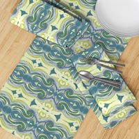 Greek Sea Stucco Swirls in Celery, Teal, Lavender