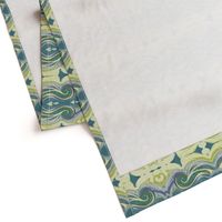 Greek Sea Stucco Swirls in Celery, Teal, Lavender