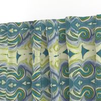 Greek Sea Stucco Swirls in Celery, Teal, Lavender