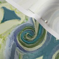 Greek Sea Stucco Swirls in Celery, Teal, Lavender