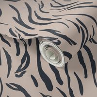 Bengal Tiger Stripes Trendy Animal Print - Linen Off White and Midnight Black