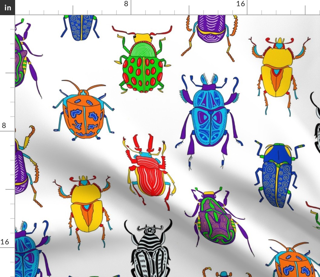 Colourful Beetles (white)