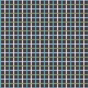 $ Small scale mini modern gingham check plaid in cool olive green, baby blue, cream,  classic western country style for kids apparel, patchwork, quilting, and pet accessories and crafts 