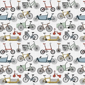 Handrawn bicycles, cargo bikes, unicycles, road bikes  // cyclist lover multi colour // medium