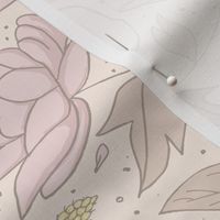 Piglet and Butter Floral - vanilla background