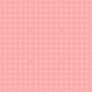 dark pink with white and green dots