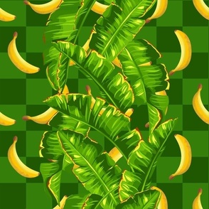 Banana Stripe Checkerboard Green