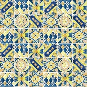 Italian Villa Tiles - Yellow and Blue (Tiny)