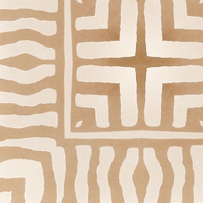 Organic Shapes Tribal Mudcloth Pattern Terracotta Brown And Beige 3