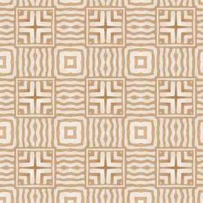 Organic Shapes Tribal Mudcloth Pattern Terracotta Brown And Beige 3 Smaller Scale