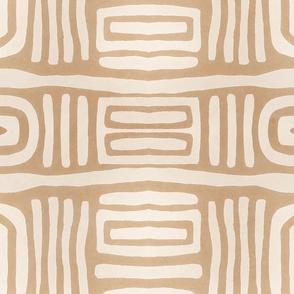 Organic Shapes Tribal Mudcloth Pattern Terracotta Brown And Beige 5 Large Scale