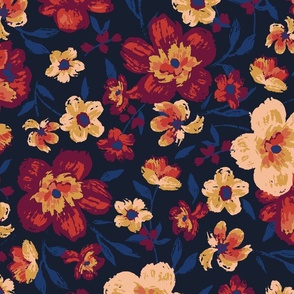 Bronwyn Painted Floral - Navy Large