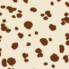 Dalmatian Spots Pattern in Bright Colors - Caramel Brown and Cornsilk Off-White