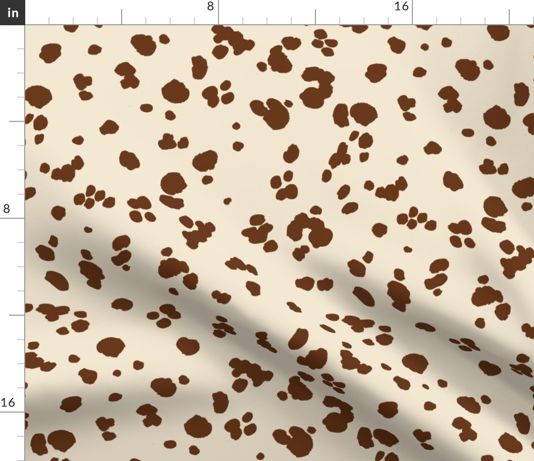 Dalmatian Spots Pattern in Bright Colors - Caramel Brown and Cornsilk Off-White