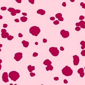 Dalmatian Spots Pattern in Bright Colors - Raspberry Pink and Blush Pink