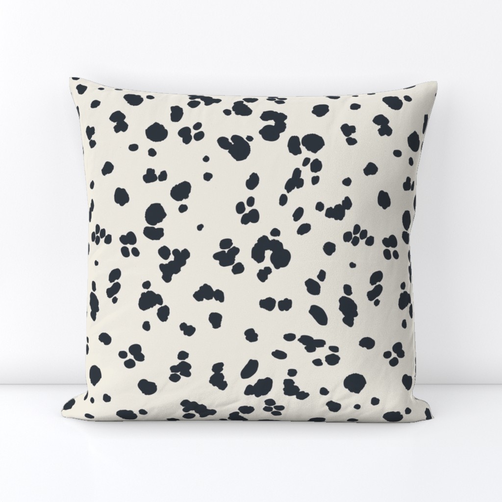 Dalmatian Spots Pattern in Neutral Colors - Off White Linen and Midnight Black