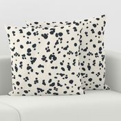 Dalmatian Spots Pattern in Neutral Colors - Off White Linen and Midnight Black