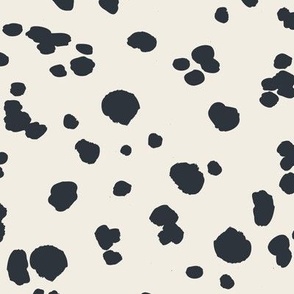 Dalmatian Spots Pattern in Neutral Colors - Off White Linen and Midnight Black