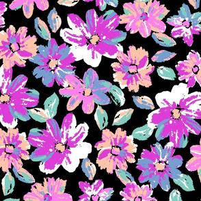 Sandy Painted Floral - Black Large