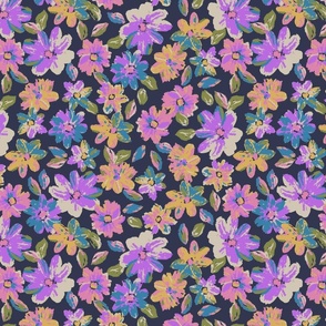 Sandy Painted Floral - Navy Small