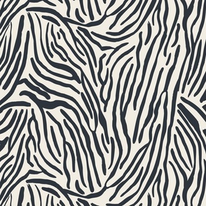Zebra Stripe Pattern in Neutrals - Midnight and Linen