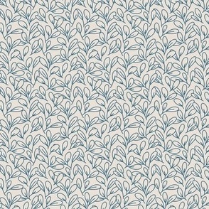 Mini - Minimal botanical leaves pattern in navy blue and beige