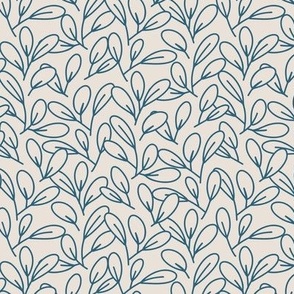Small - Minimal botanical leaves pattern in navy blue and beige