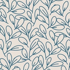 Medium - Minimal botanical leaves pattern in navy blue and beige