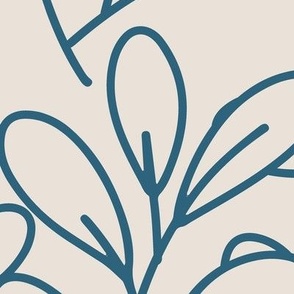 Jumbo - Minimal botanical leaves pattern in navy blue and beige
