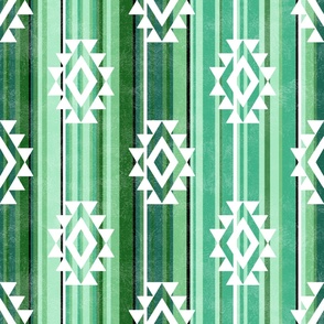 Large Scale Aztec Serape Stripes in Shades of Green