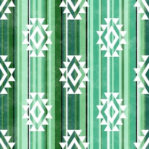 Medium Scale Aztec Serape Stripes in Shades of Green