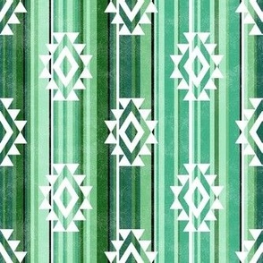 Small Scale Aztec Serape Stripes in Shades of Green