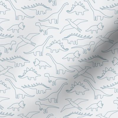 Small - Hand drawn line dinosaur silhouette repeat pattern, grey