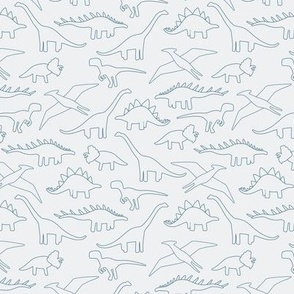 Small - Hand drawn line dinosaur silhouette repeat pattern, grey