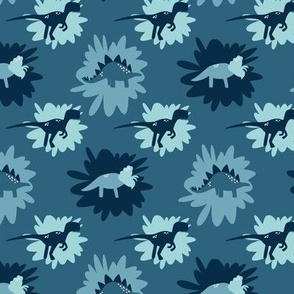 Small - Blue abstract polka dot dinosaur pattern