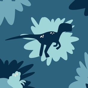 Large - Blue abstract polka dot dinosaur pattern