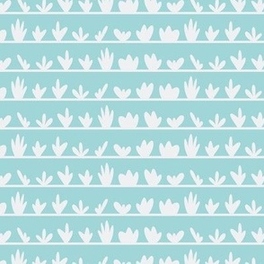 Small - Sky blue stripes with abstract plants illustrations