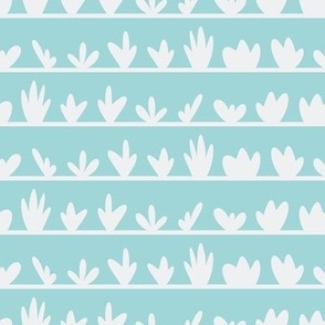 Medium - Sky blue stripes with abstract plants illustrations